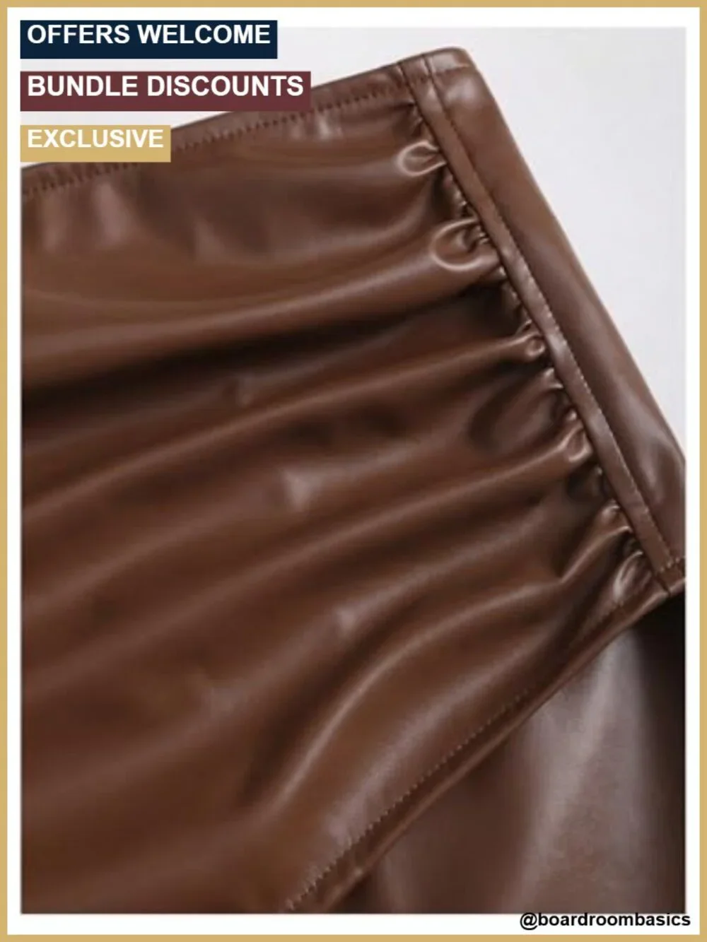PU Leather Bodycon Skirt Ruched Asymmetrical Hem Night Out Pencil Mini